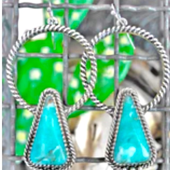 ICON Jewelry - NWT Silver rope hoops with turquoise earrings